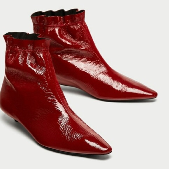 red patent boots zara